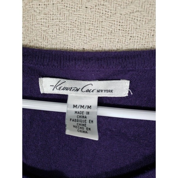 Kenneth Cole Sweater Womens Medium M Knit Button Up Purple Rayon Blend - Picture 4 of 12